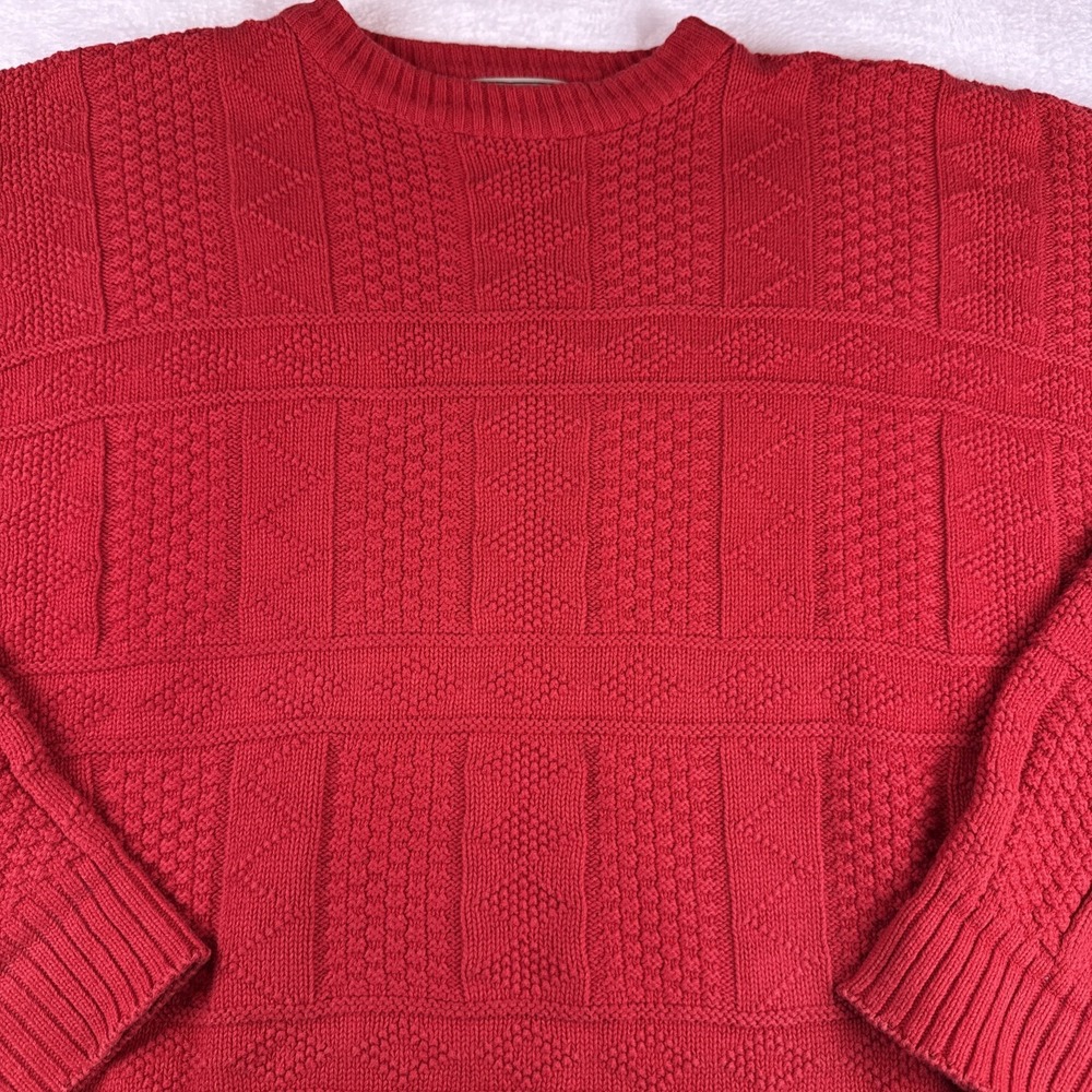 Vintage 90s Red Christopher Hayes Crewneck‎ Cable Knit Sweater Men Medium USA
